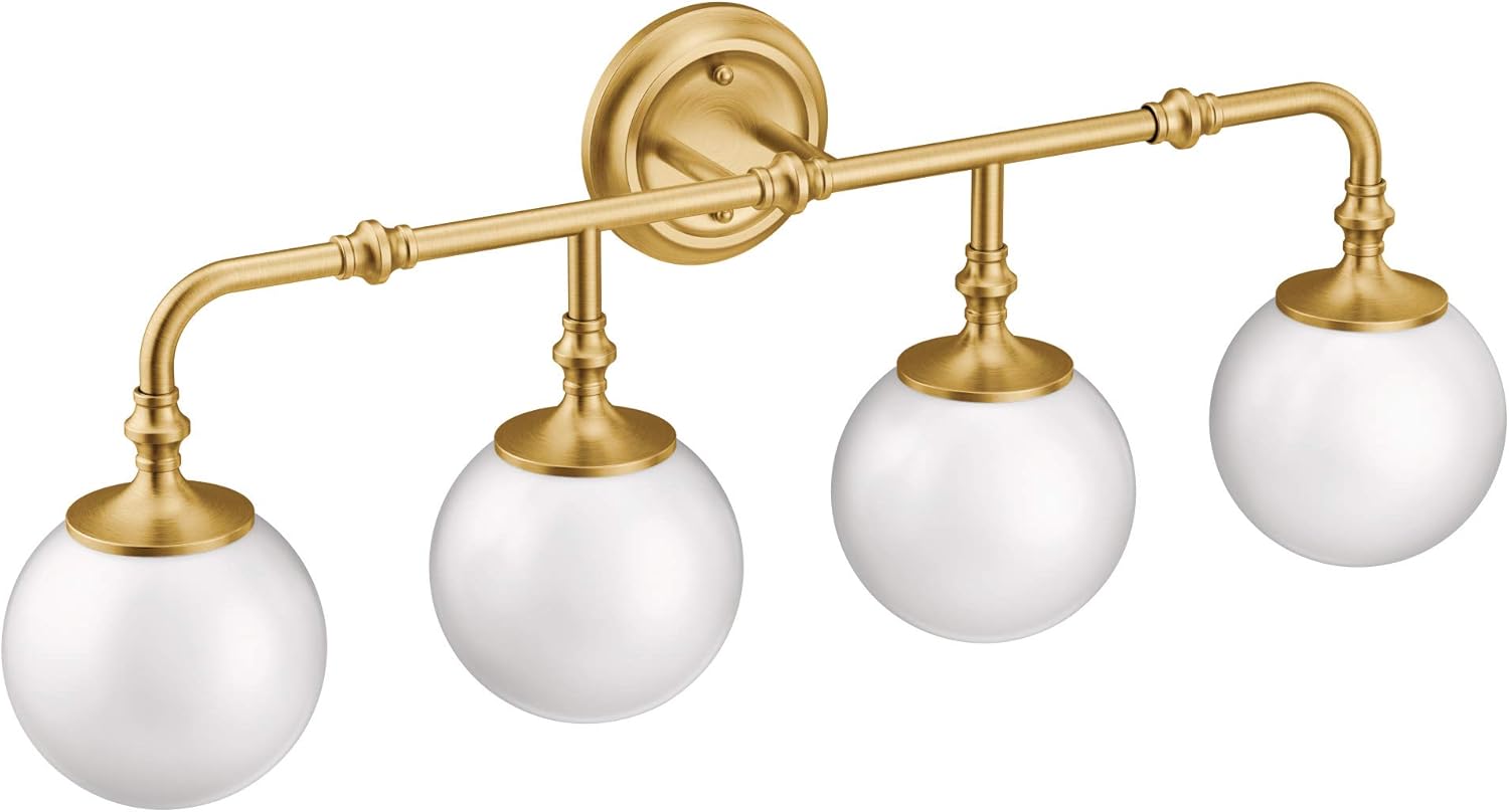 Moen YB0564BL Colinet 4-Light Dual-Mount Bath Bathroom Vanity Fixture with Frosted Glass, Matte Black