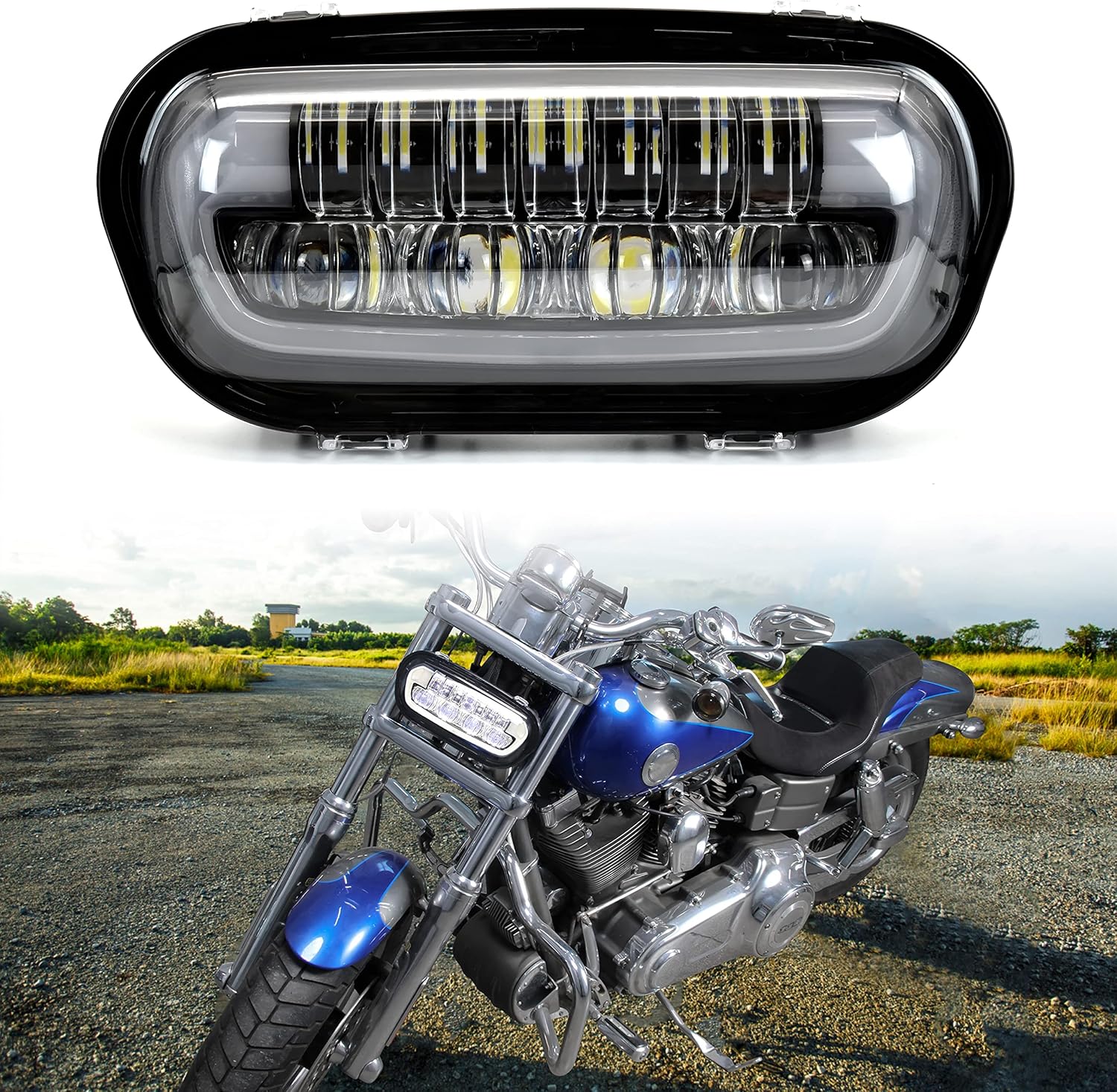 VEISUTOR LED Headlight Kit for Fat Bob 2008-2019, Integrate Design Full LED Head Light Front Lamp 6000K with Mounting Bracket for Harley Davidson Fat Bob 2008-2019 Accessories