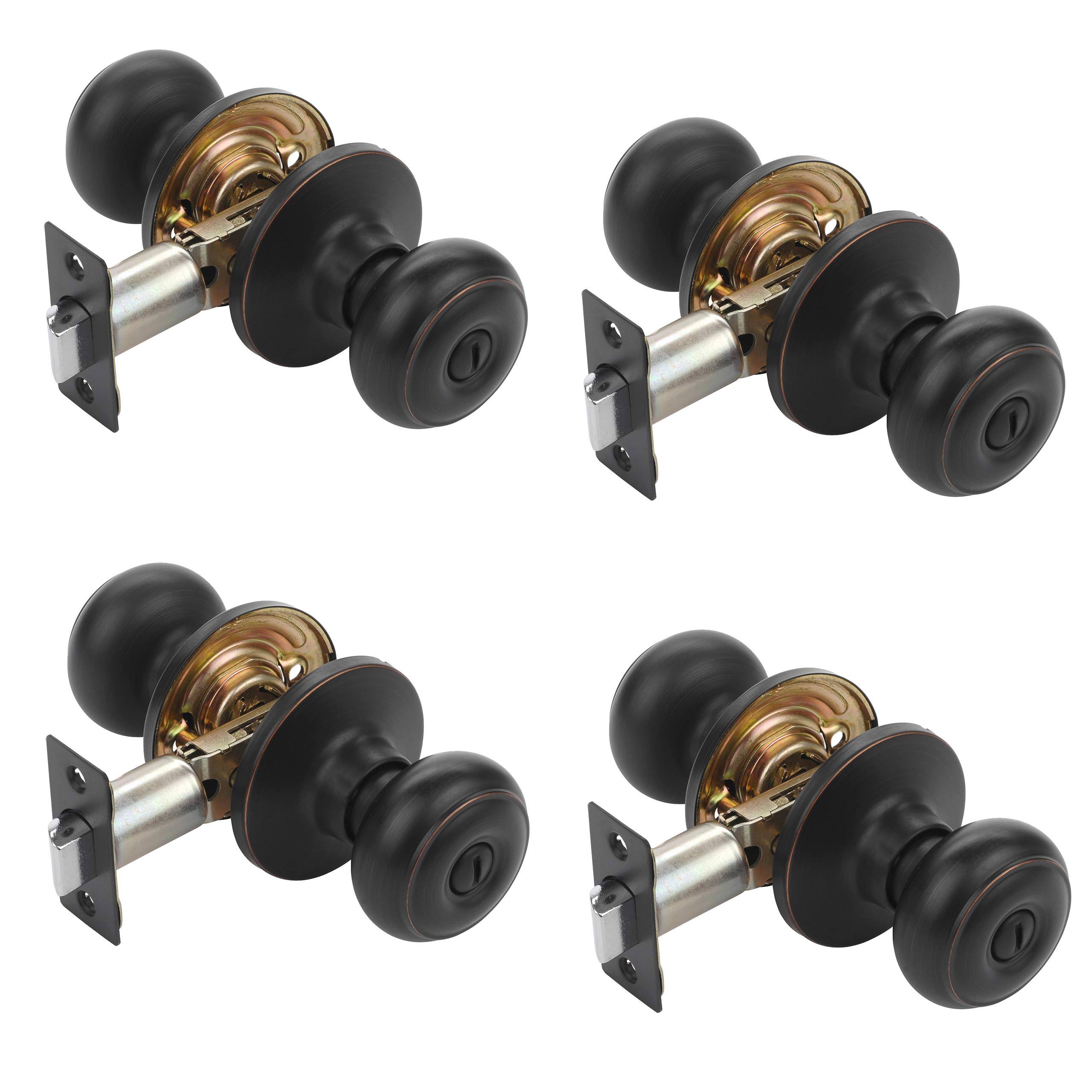Dynasty Hardware SIE-30-12P Sierra Door Knob Privacy Set, Aged Oil Rubbed Bronze, Contractor Pack (4 Pack)