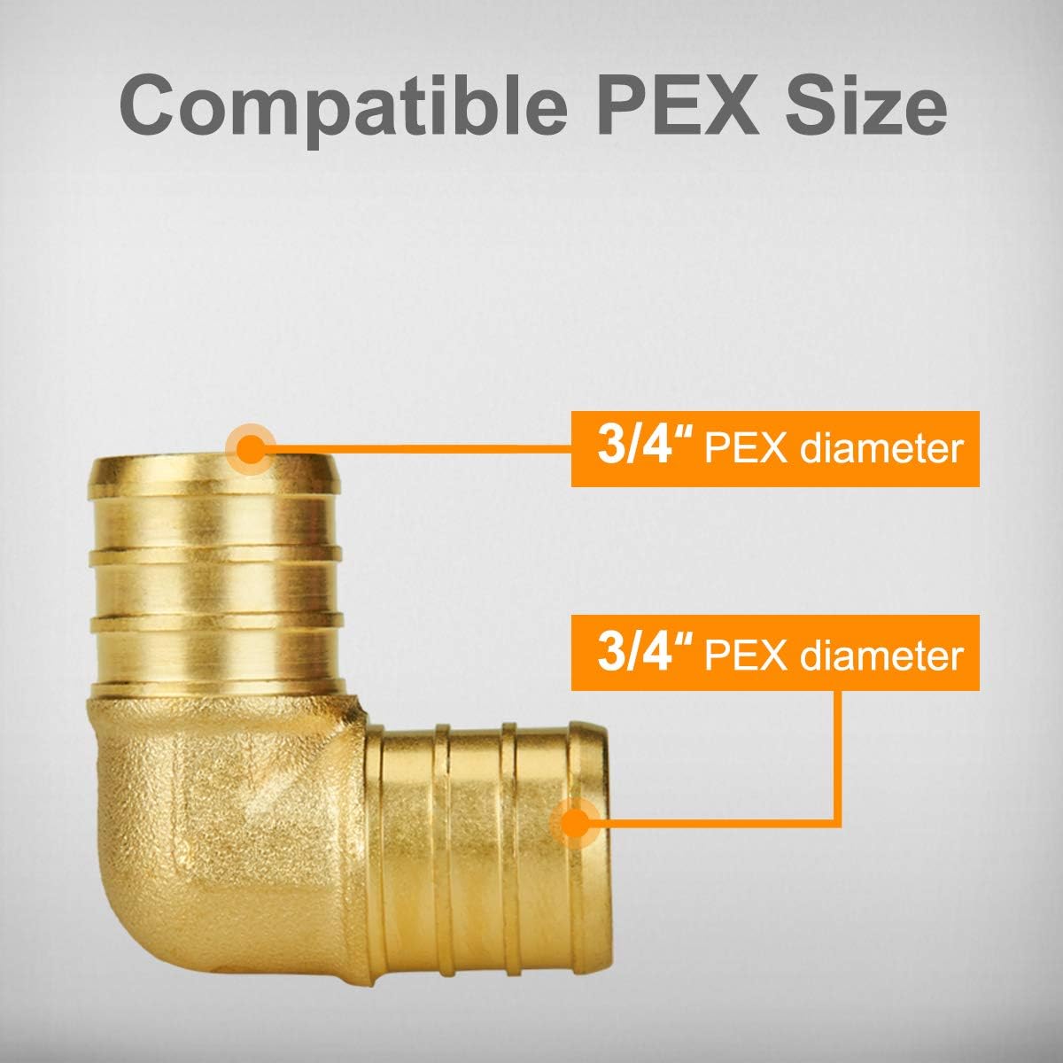 SUNGATOR (25-Pack) 3/4 Inch 90 Degree Elbow PEX Fittings, Lead Free Brass Crimp for PEX Pipe in Plumbing Jobs