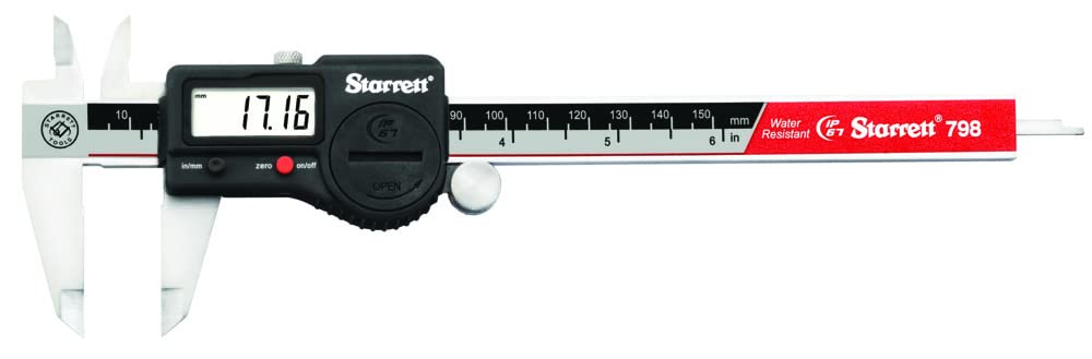 Starrett 798B-6/150 Digital Caliper, Stainless Steel, Battery Powered, Inch/Metric, 0-6