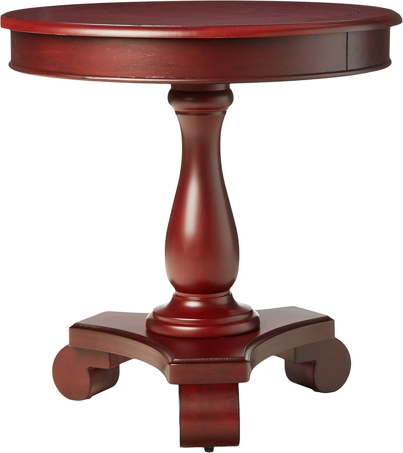 OSP Home Furnishings Avalon Hand Painted Round Accent Table, Wine