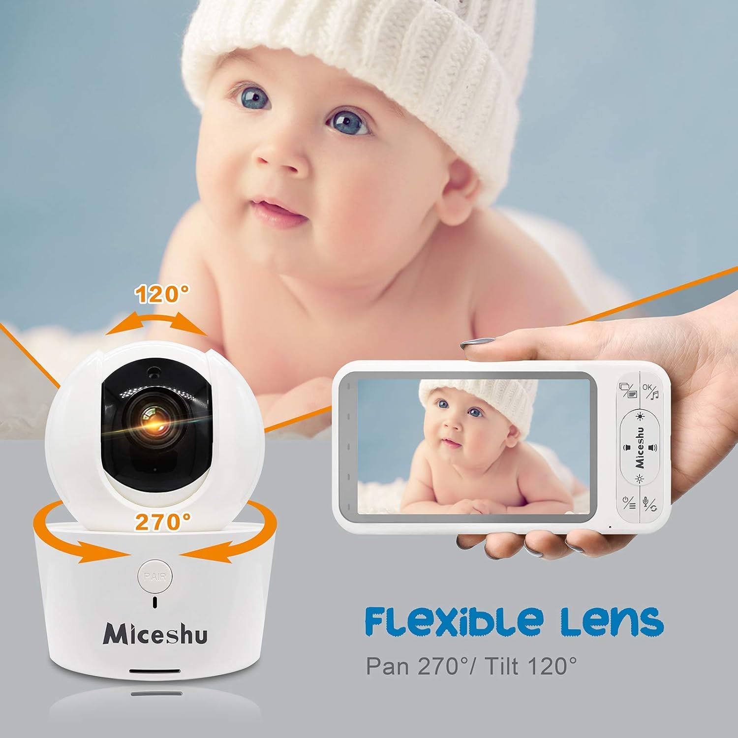 Miceshu Baby Monitor with Camera and Audio, 5