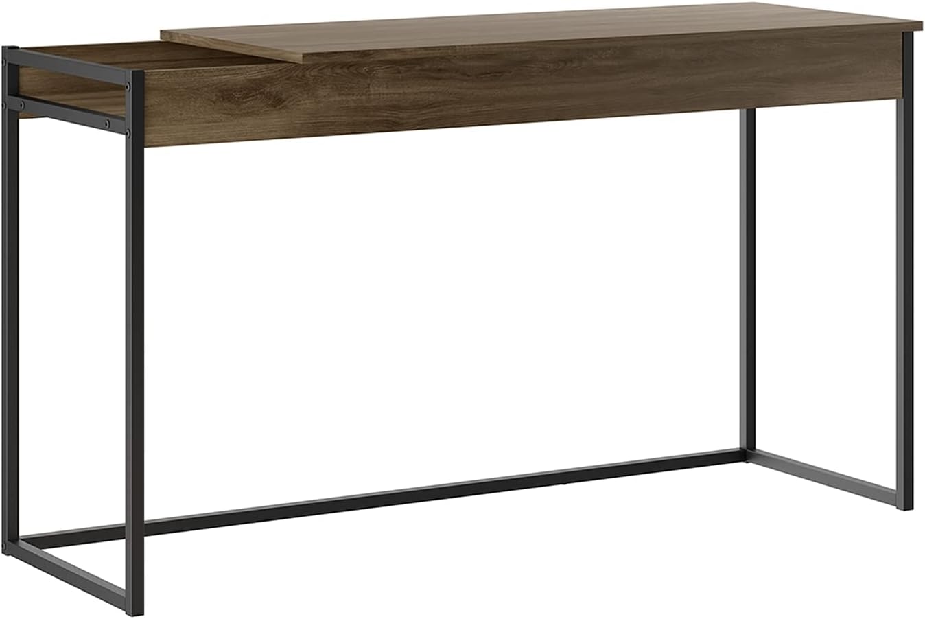Casabianca Furniture Noa Office Desk in Dark Brown Oak Melamine with Black Painted Metal Frame.