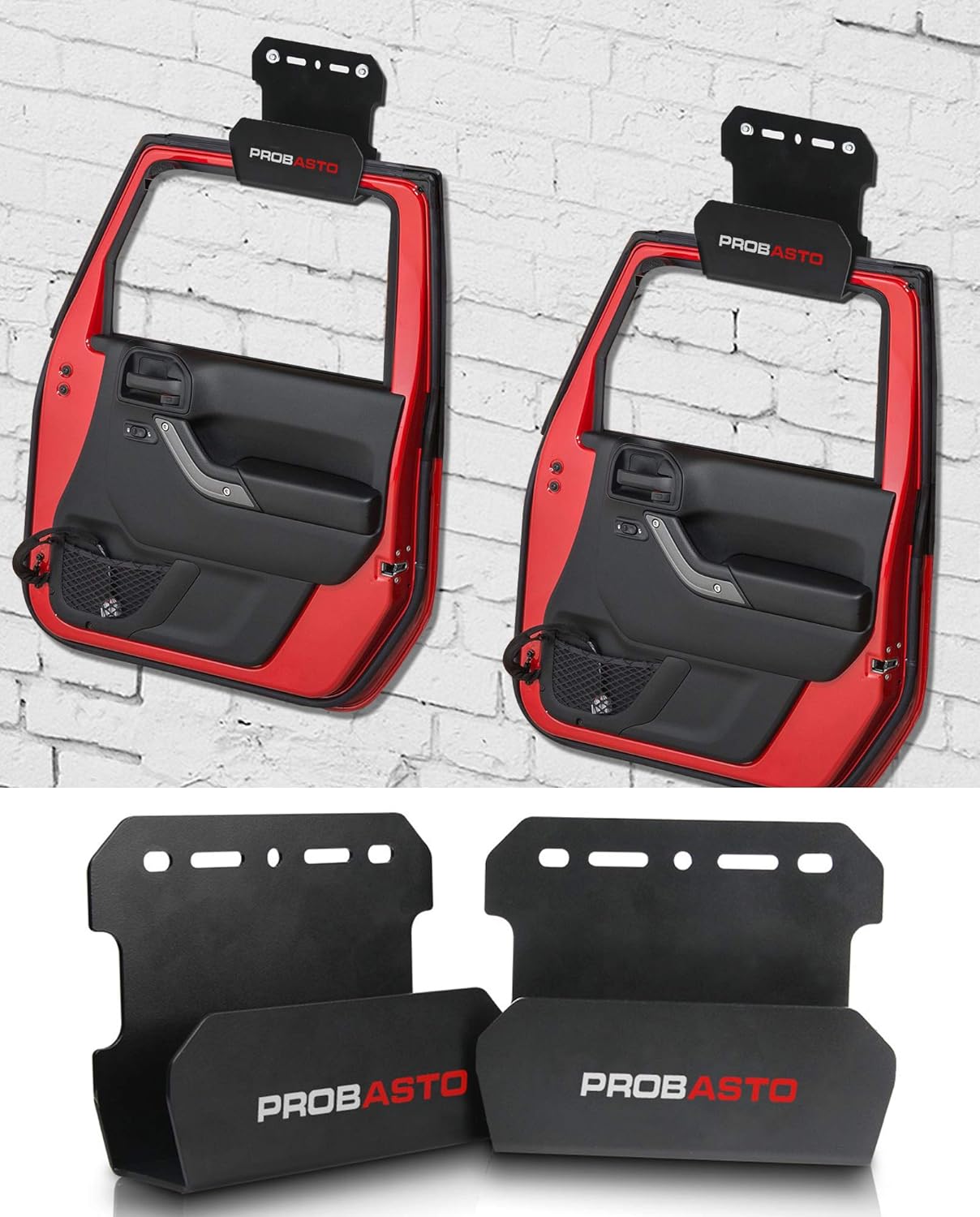 PROBASTO Jeep Wrangler Door Storage Hanger Bracket for All Jeep Wrangler CJ YJ TJ LJ JK JKU JL and New Gladiator, Pack of 2 Jeep Wrangler Accessories