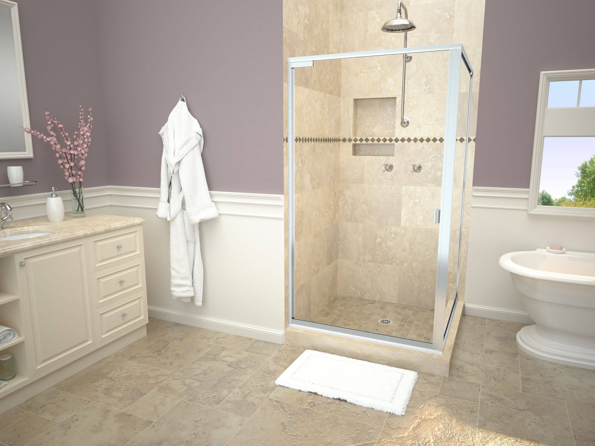 Tile Redi Double Curb Shower Pan; 7&& H x 32&& W x 32&& D, Black