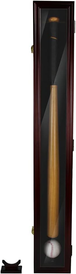 BHealthLife Mahogany Baseball Bat Display Case Bracket Wall-Mounted Cabinet, Anti-Ultraviolet Door Vertical Or Horizontal Pack of 2