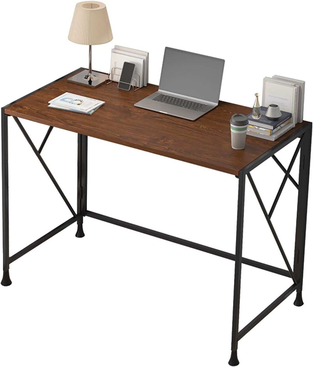 Shelf Computer Desk, 39 Inch Modern Sturdy Writing Desk, Space Saving Foldable Table Simple Home Office Desk, No Assembly Required (Color : C)