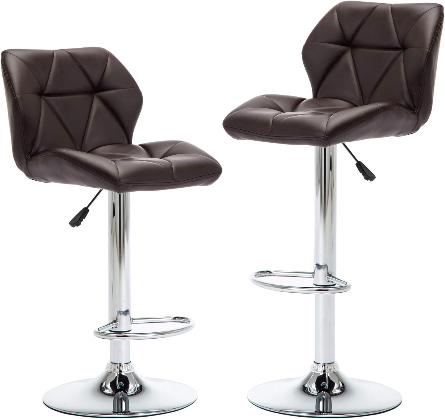 NOBPEINT Shell Back Adjustable Swivel Bar Stools, Brown(Set of 2)