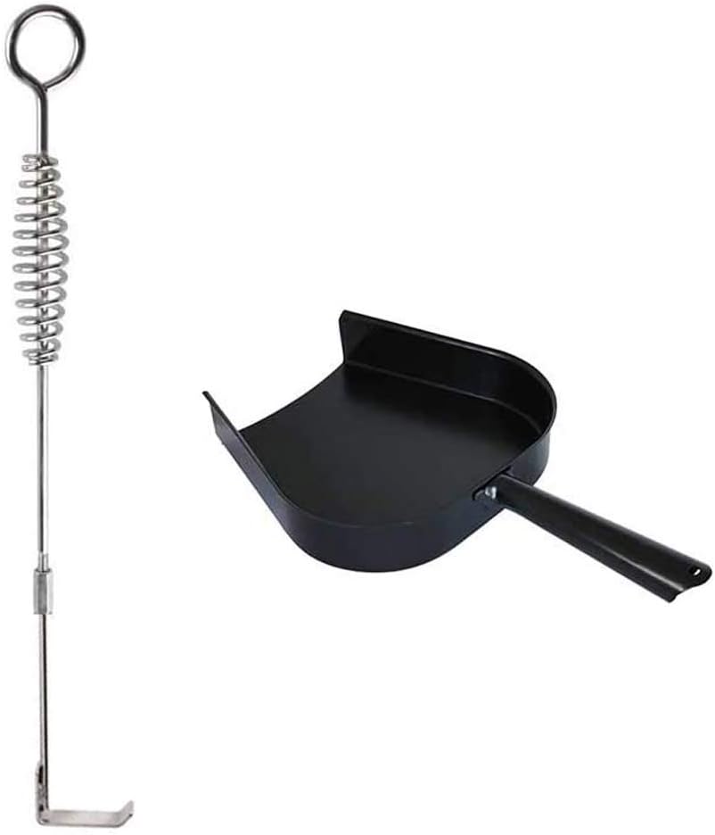 DOLAMOTY Big Green Egg Ash pan Parts Accessories, BGE Big Green Egg Ash Tool Poker and Ash Pan Set for Medium and Large Big Green Egg and Kamado Joe Classic Pack of 2