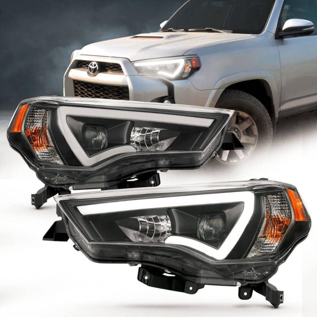 ANZO For Toyota 4Runner 2014-2018 Projector Headlights Plank Style Black w/Amber