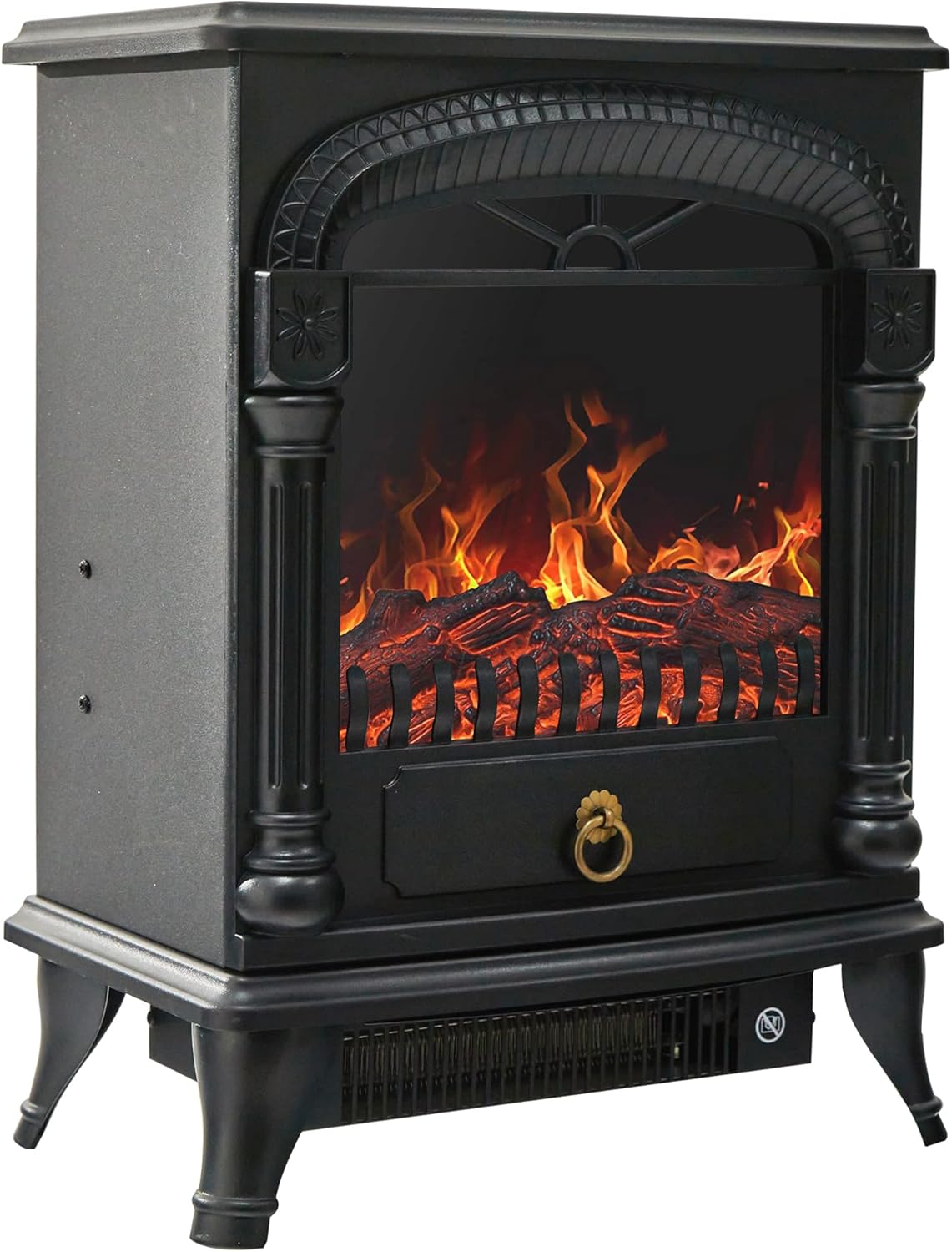 windaze Electric Fireplace Heater,Freestanding Fireplace Stove with Realistic Flame,Overheating Safety Protection,750/1500W,Black