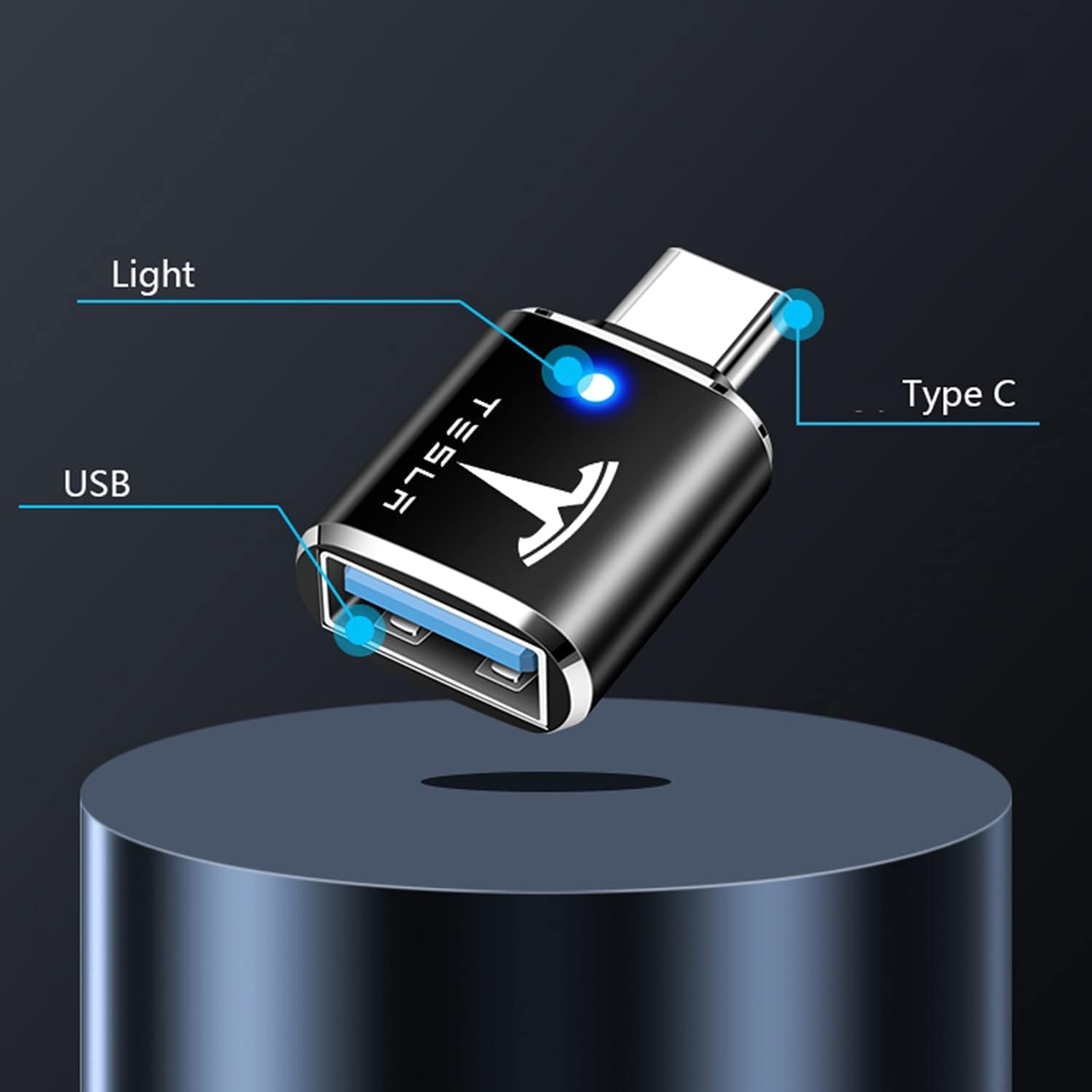 KIKIMO USB C to USB Adapter Fit for Tesla Model 3/Y/S/X, Tesla Model 3/Y Accessories, USB-C to USB 3.0 Adapter, Fit for Most Electronic Equipment