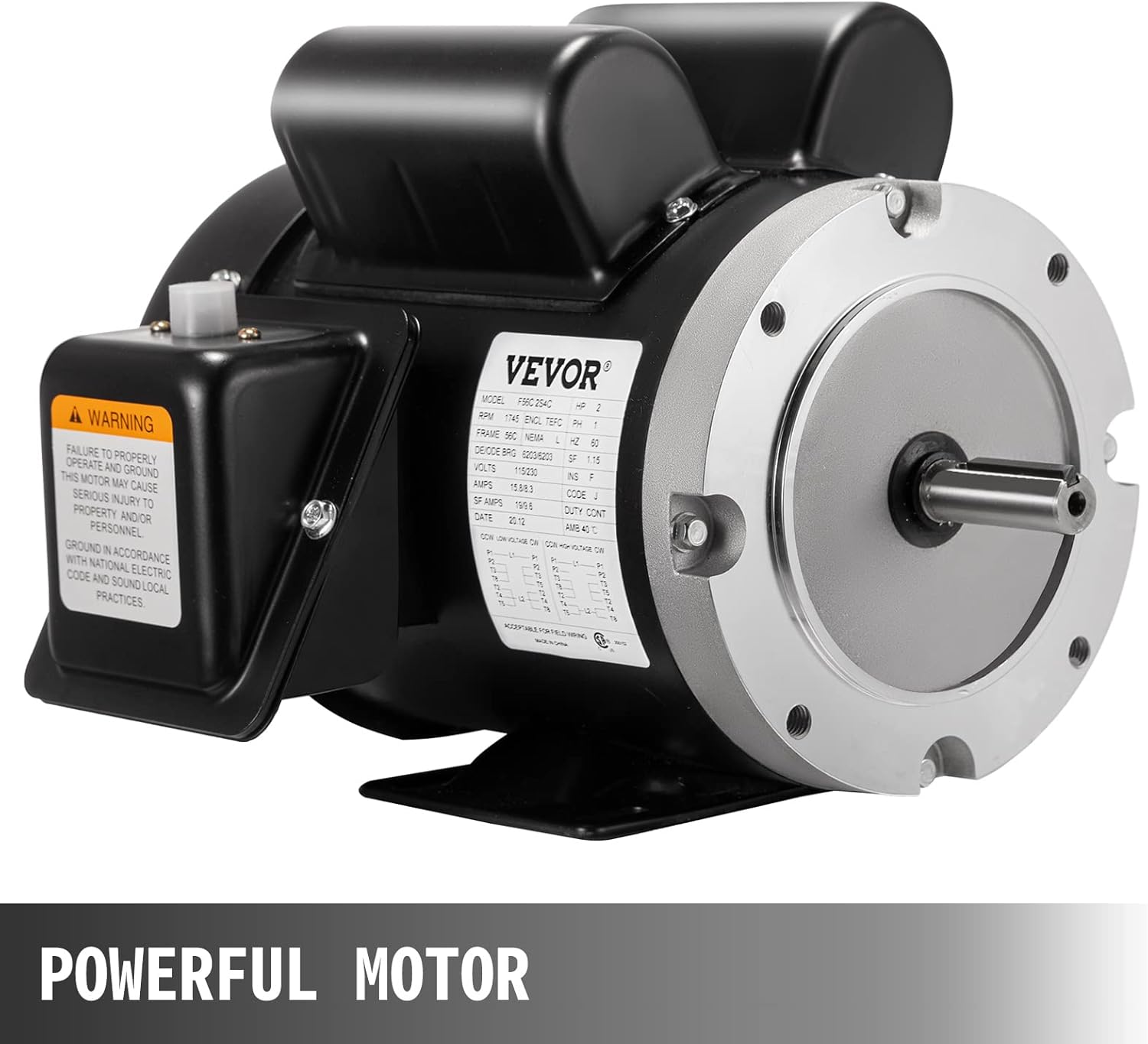 Mophorn Electric AC Motor, 2HP Air Compressor Motor 1725rpm Single Phase 56C Frame Electric Motor for Air Compressor, 115V/230V