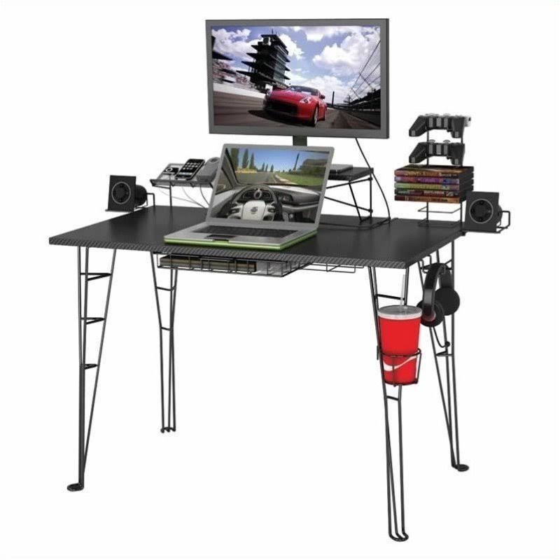 Pemberly Row Gaming Desk in Black