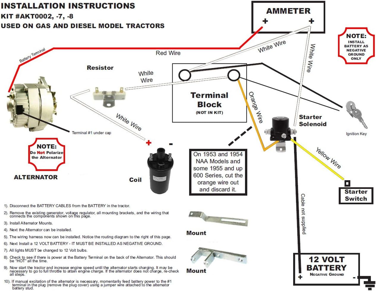 Rareelectrical NEW ALTERNATOR CONVERSION KIT COMPATIBLE WITH FORD NAA TRACTOR GENERATOR 501 640 641 651 660