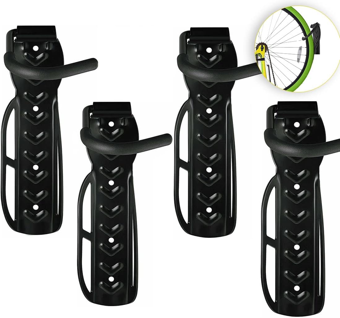 OXFIELD 4 Pack Bike Rack Garage Wall Mount Bike Storage Rack Bicycle Hangers Garage Bike Hooks, Vertical Storage Hanger Wall Mount for Garage and Home Space Saving