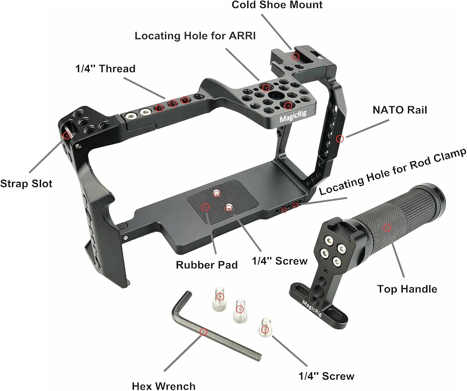 MAGICRIG BMPCC 6K Pro Cage with Top Handle Grip for Blackmagic Design Pocket Cinema Camera 6K Pro