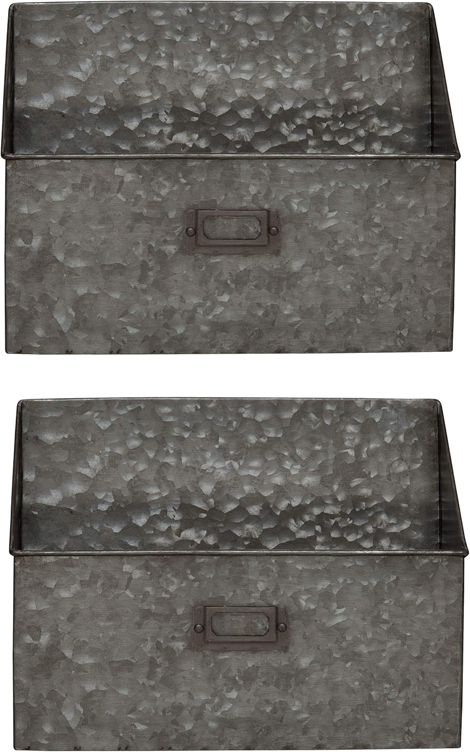 Kate and Laurel Galvaston Wall or Tabletop Pocket Shelf Organizers with Label Holder, Galvanized Iron, Set of 2 Pack of 2