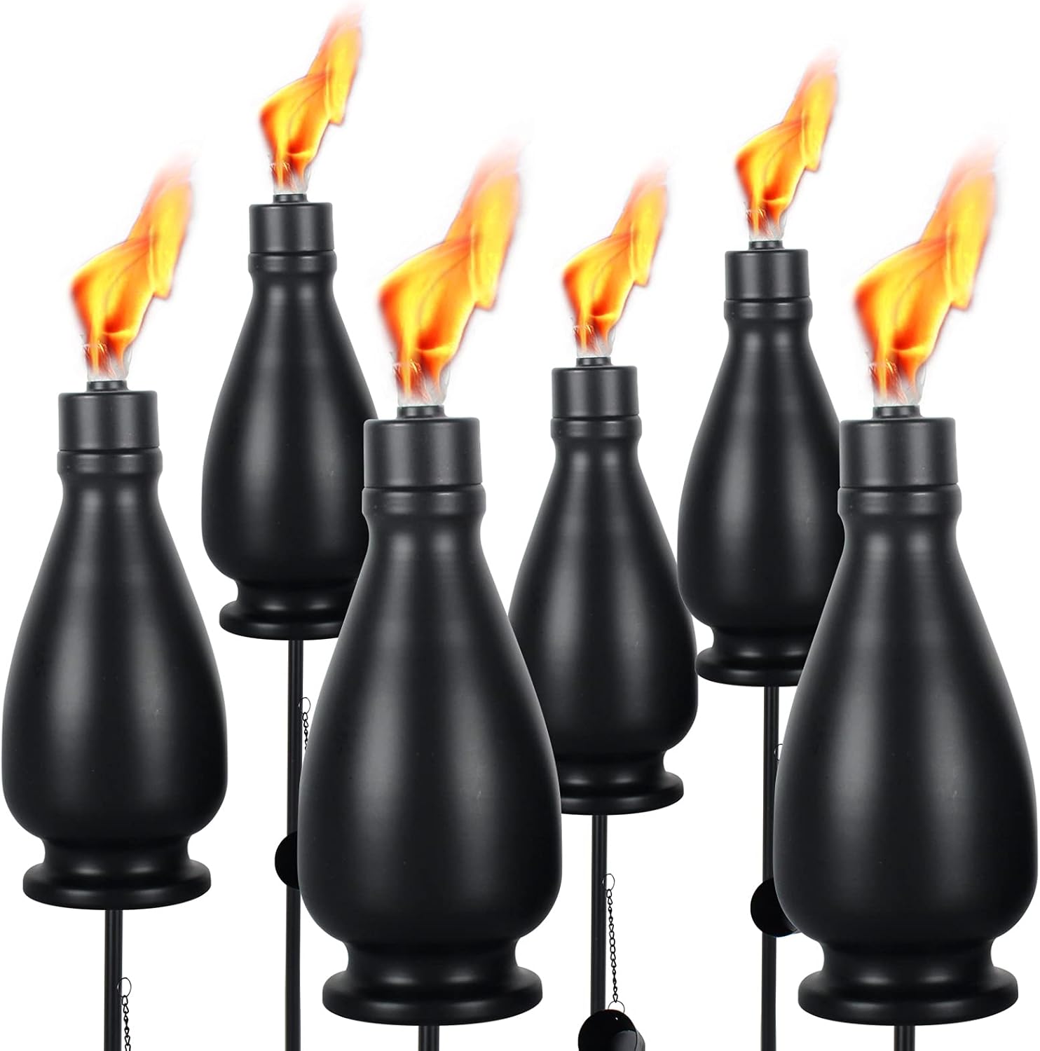 FAISHILAN 6 Pack Tiki Torches Outdoor, Upgrade 59-Inch Metal Torch, Flame Light Torch, Citronella Torches Outdoor, Backyard Garden Patio Lighting, Decorative Urban Lantern