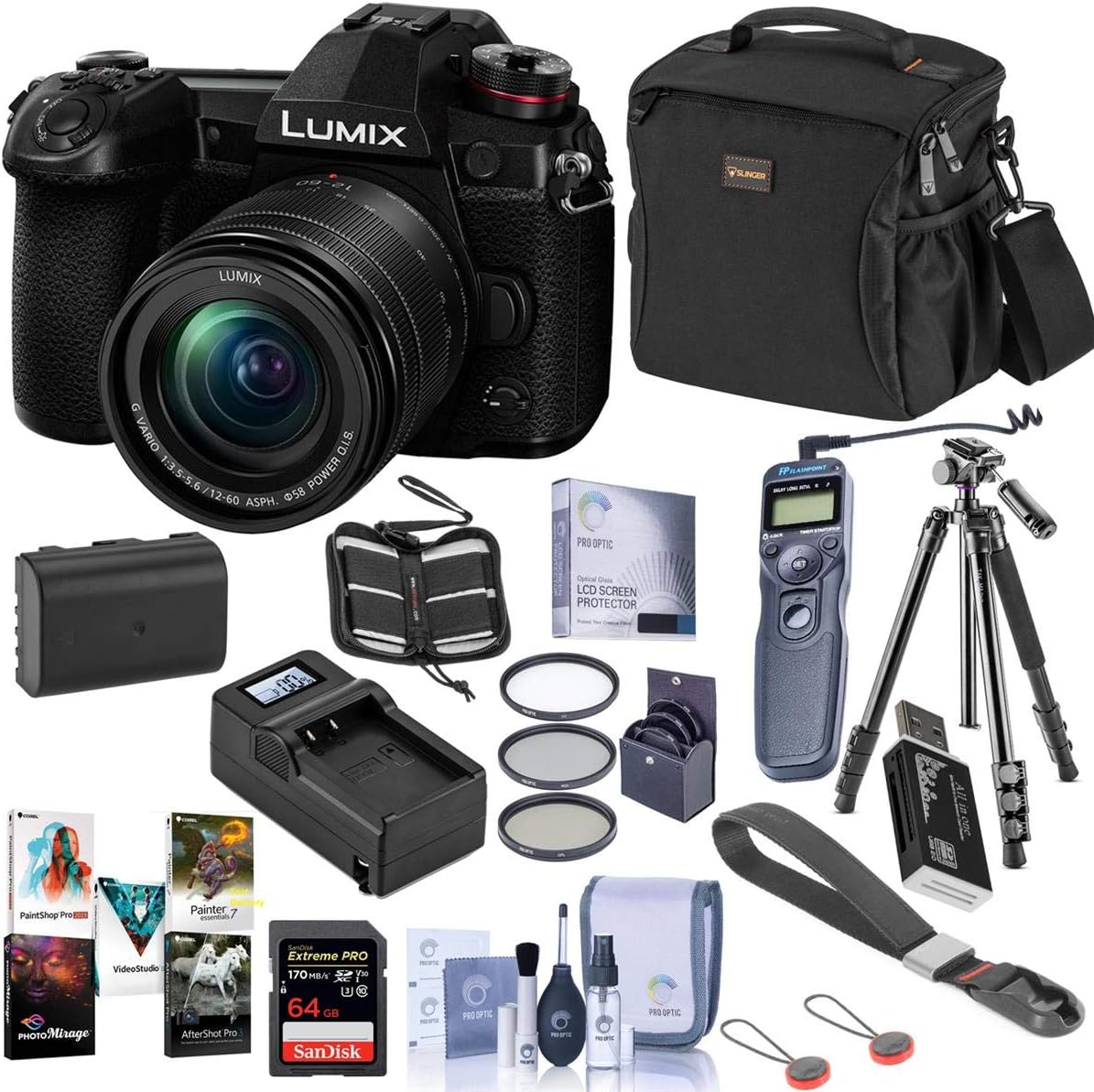 Panasonic Lumix G9 4K Mirrorless Camera with Lumix G Vario 12-60mm f/3.5-5.6 Lens Bundle with Premium Accessories