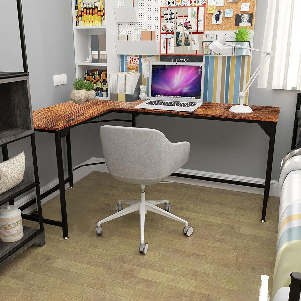 L-Shaped Corner Computer Desk 50.3 inches Corner Desk for Study, Home Office Writing Workstation, Gaming Table, Space-Saving, Easy Assembly, Industrial Design
