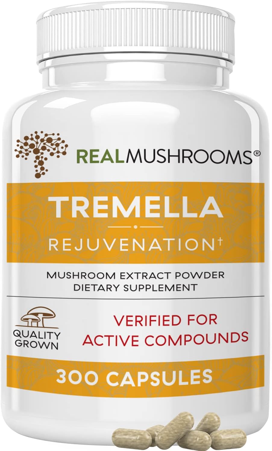 Tremella Mushroom Extract by Real Mushrooms, Mushroom Supplements for Immunity Support, Brain Support, and Healthy Skin, Vegan, Non-GMO, Verified Levels of Beta-Glucans (300) Pack of 2