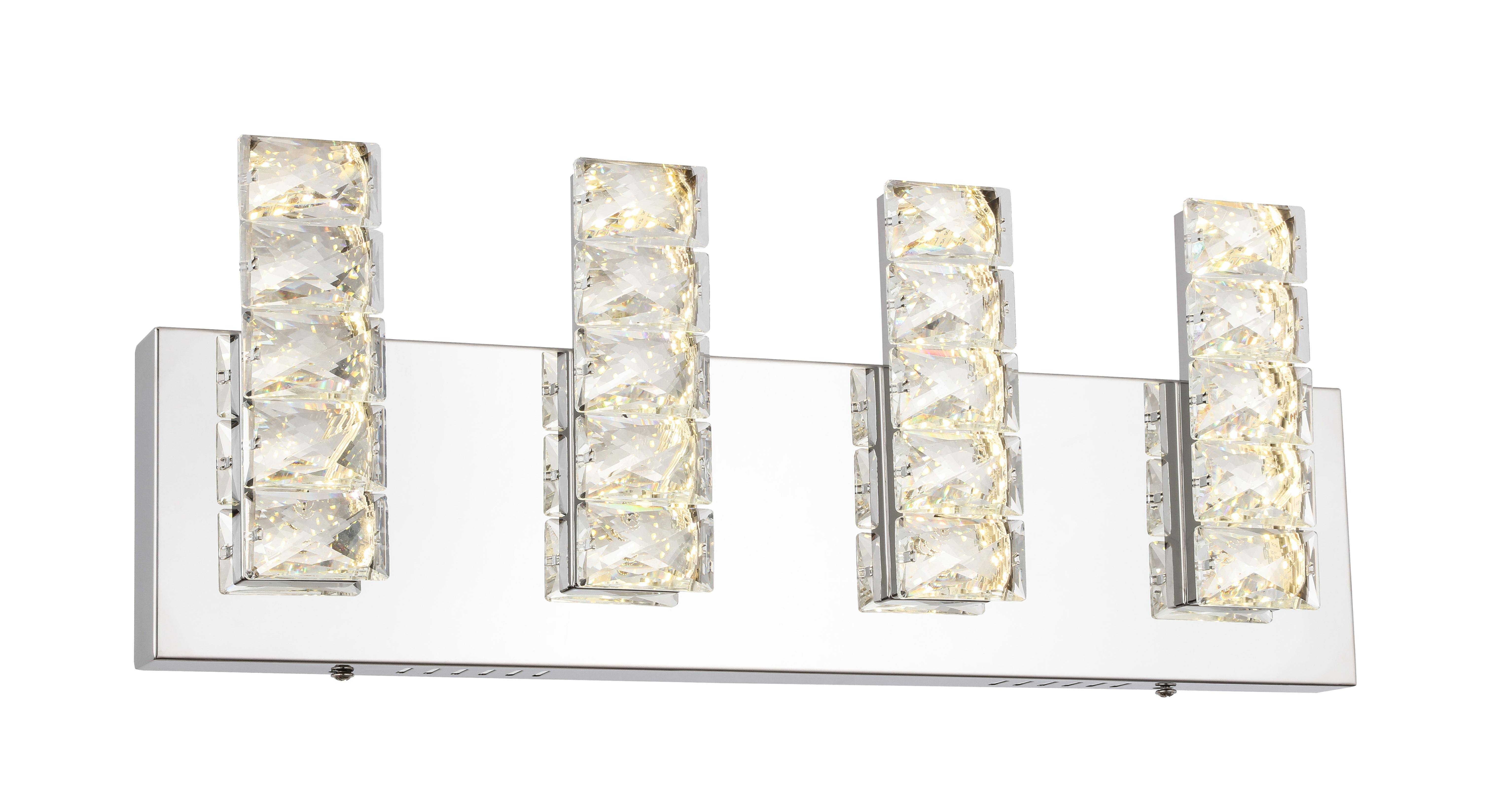Chrome Stainless Steel LED Wall Sconce with Clear Crystal Accents