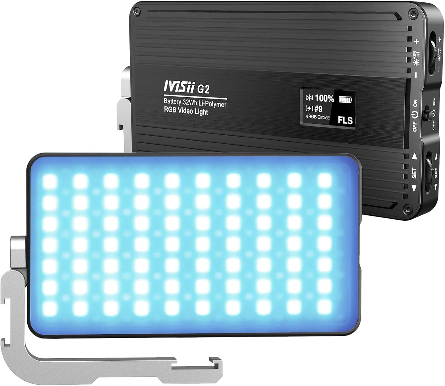 IVISII G2 RGB Portable On Camera Light, Built-in 4300mAh Lithium Battery Video Conference Lighting, 2600-10000K 12W Full Color LED Light Panel for Photography, Studio, Wedding Shooting Pack of 2