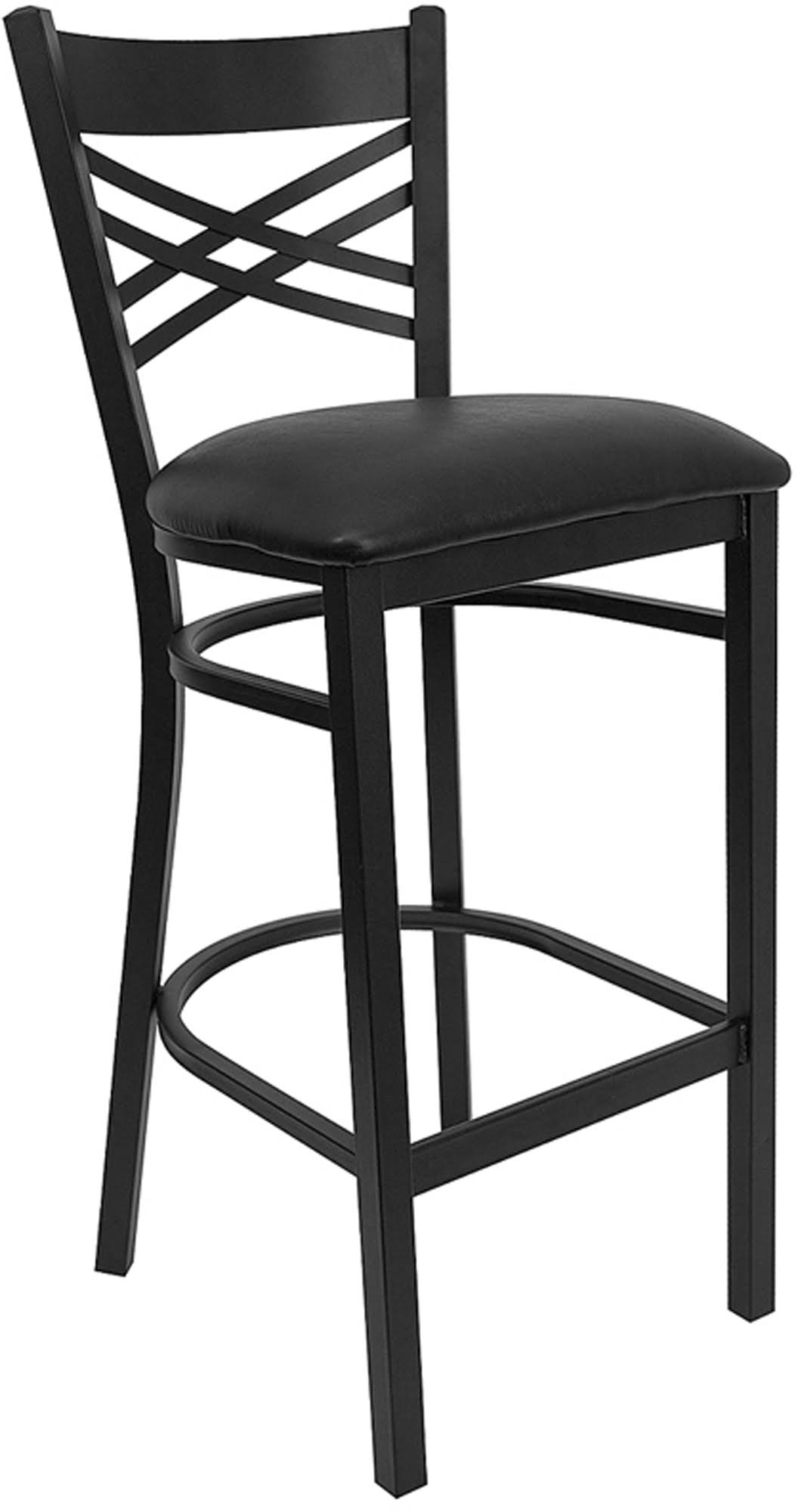 Flash Furniture Hercules Black x Back Metal Restaurant Bar Stool Black Vinyl Seat
