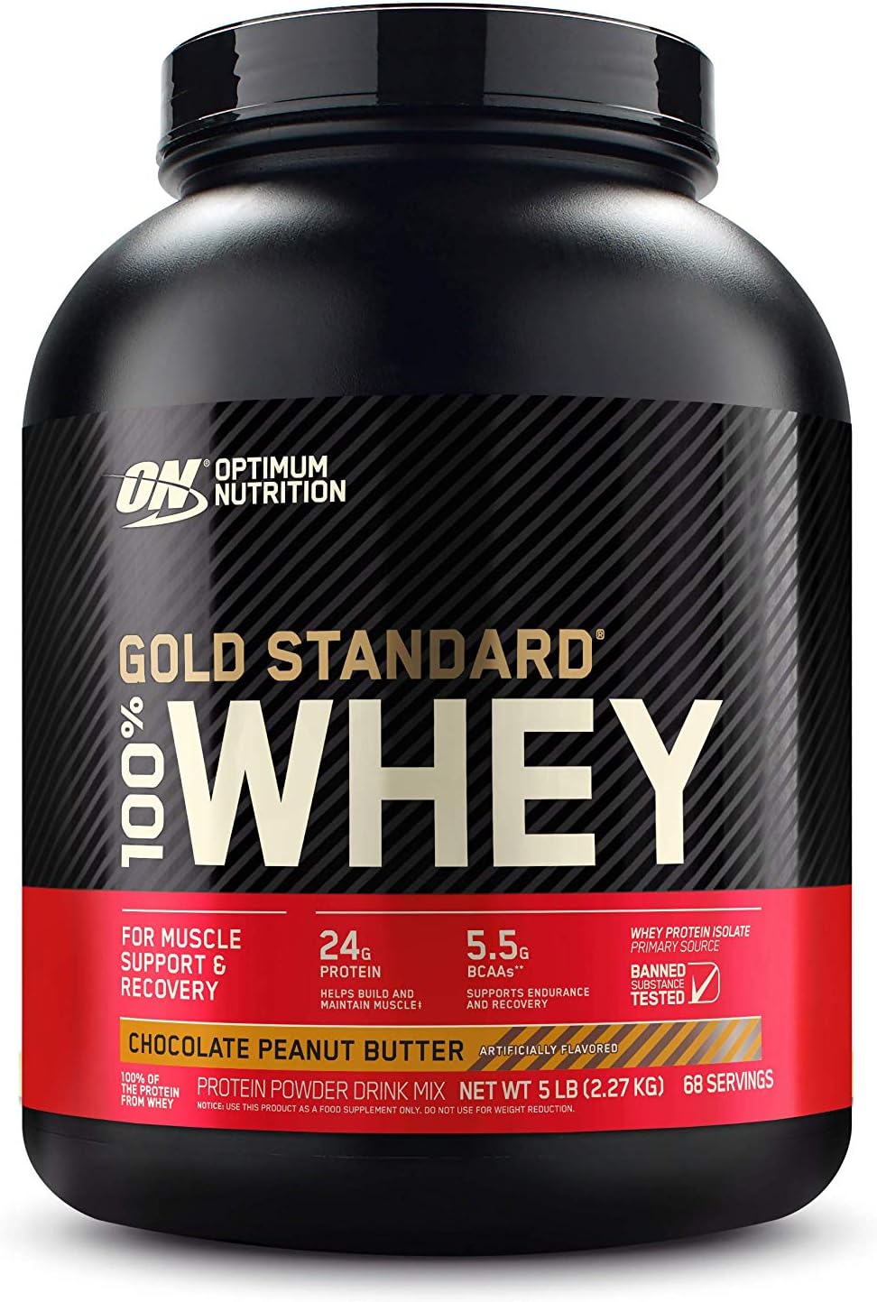 Optimum Nutrition Gold Standard 100% Whey Protein Powder, Chocolate Peanut Butter, 5 Pound (Packaging May Vary) Pack of 2