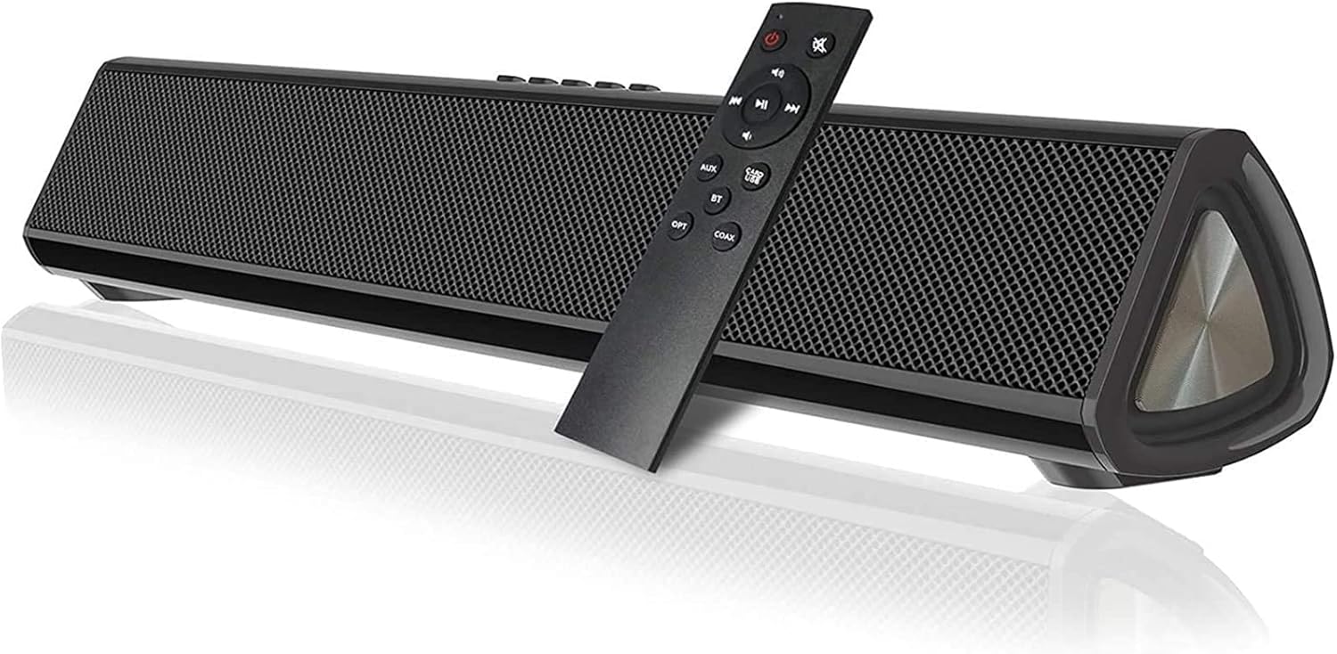 Sound Bars for TV, YOKARTEE Bluetooth TV Soundbar with Subwoofer, Home Audio Sound Bar Speaker for TV, Wireless Surround Sound System for TV/PC/Projector, Remote Control, Optical/AUX/USB/Coax Inputs Pack of 2