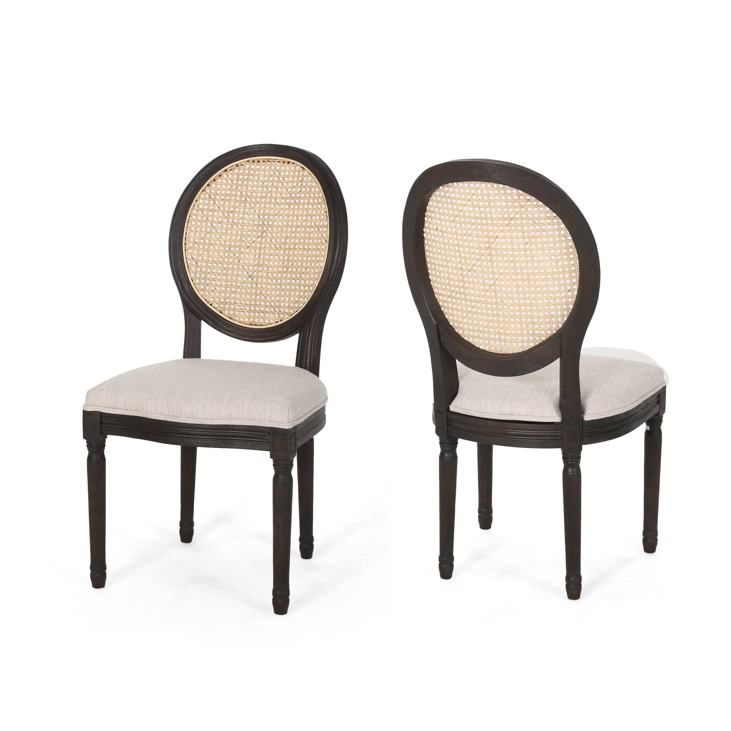 Laney French Style Oval Cane Back Dining Chairs (Set of 2) Charcoal