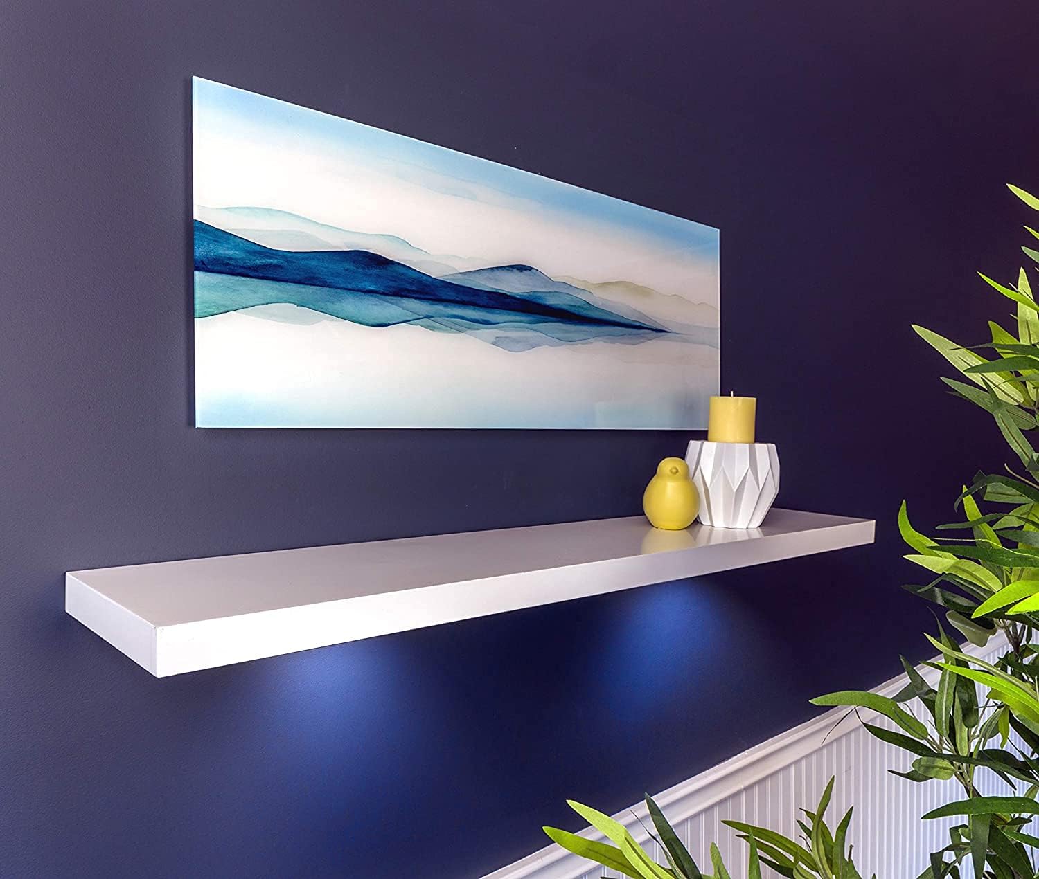 Kiera Grace Kieragrace Stockholm Aberg Led Light Modern Floating Shelf, 24 in, Black Pack of 2