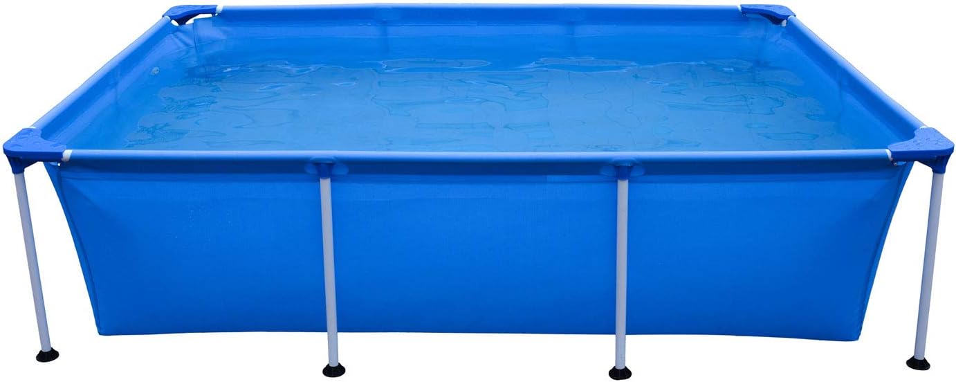 JLeisure Avenli 17818 8.5 x 6 x 2 Feet Outdoor Backyard Above Ground Rectangular Steel Frame Swimming Pool with Repair Kit for Kids and Adults, Blue