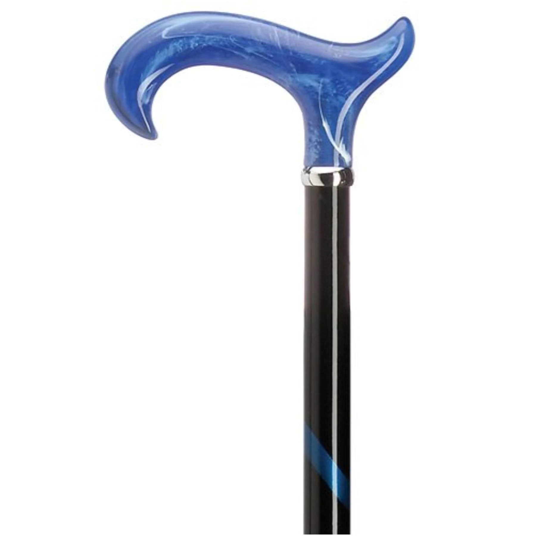 Unisex Cane High Gloss Black/Blue Stripe,Blue Handle