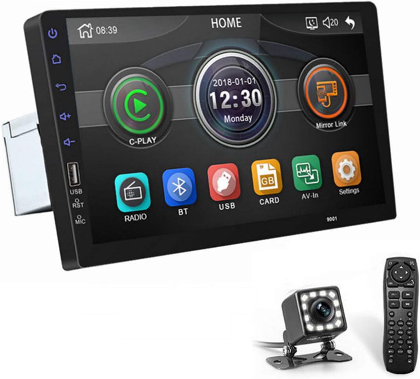 ASTSH 9 Inch Single Din Car Stereo 1080P Car Radio Touch Screen with with Mirror Link Backup Camera Bluetooth FM Radio AUX/USB/TF MP3/MP4/MP5 Player