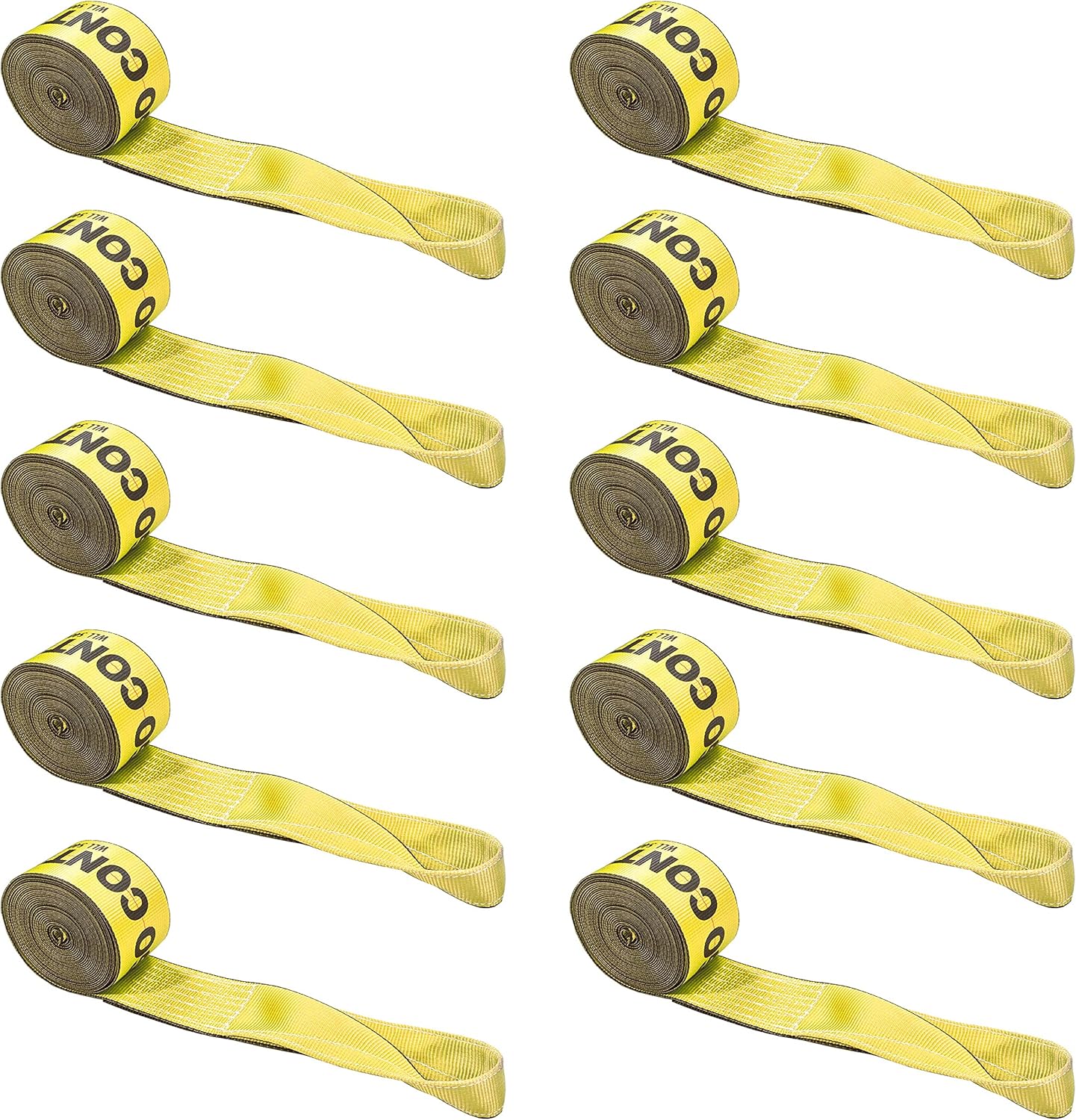 US Cargo Control 4 Inch x 30 Foot Winch Straps with Twisted Sewn Loop 10 Pack