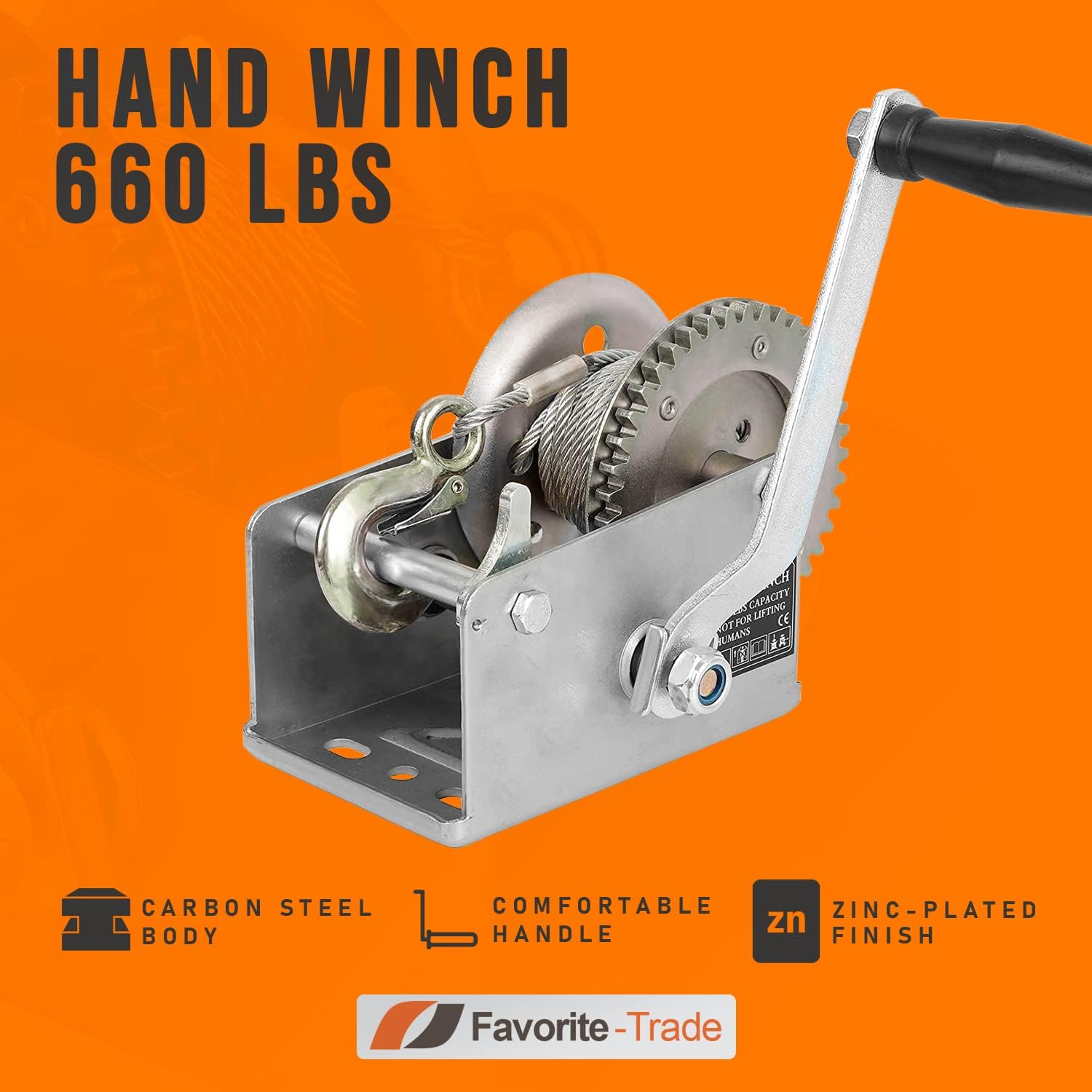 Favorite-Trade New 2022 Trailer Winch – Durable Hand Crank – 660 lbs Hand Winch with Cable… Pack of 2