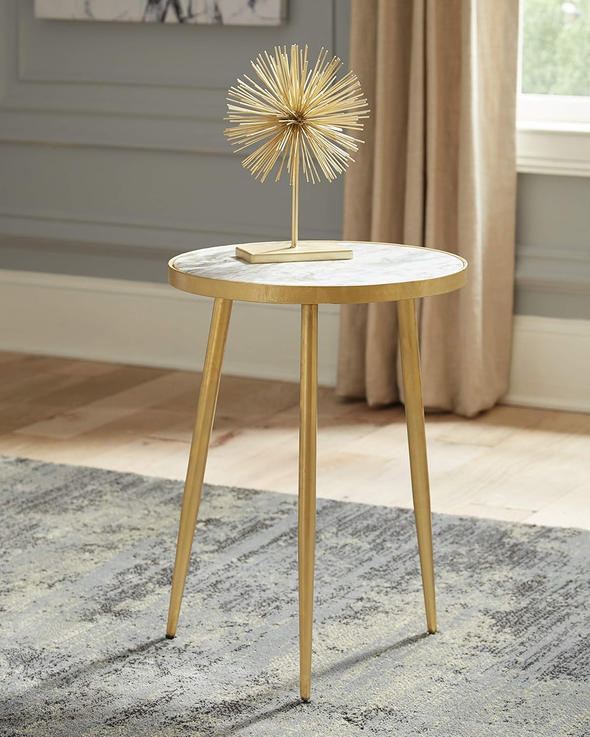 Coaster Home Furnishings Round White and Gold Accent Table