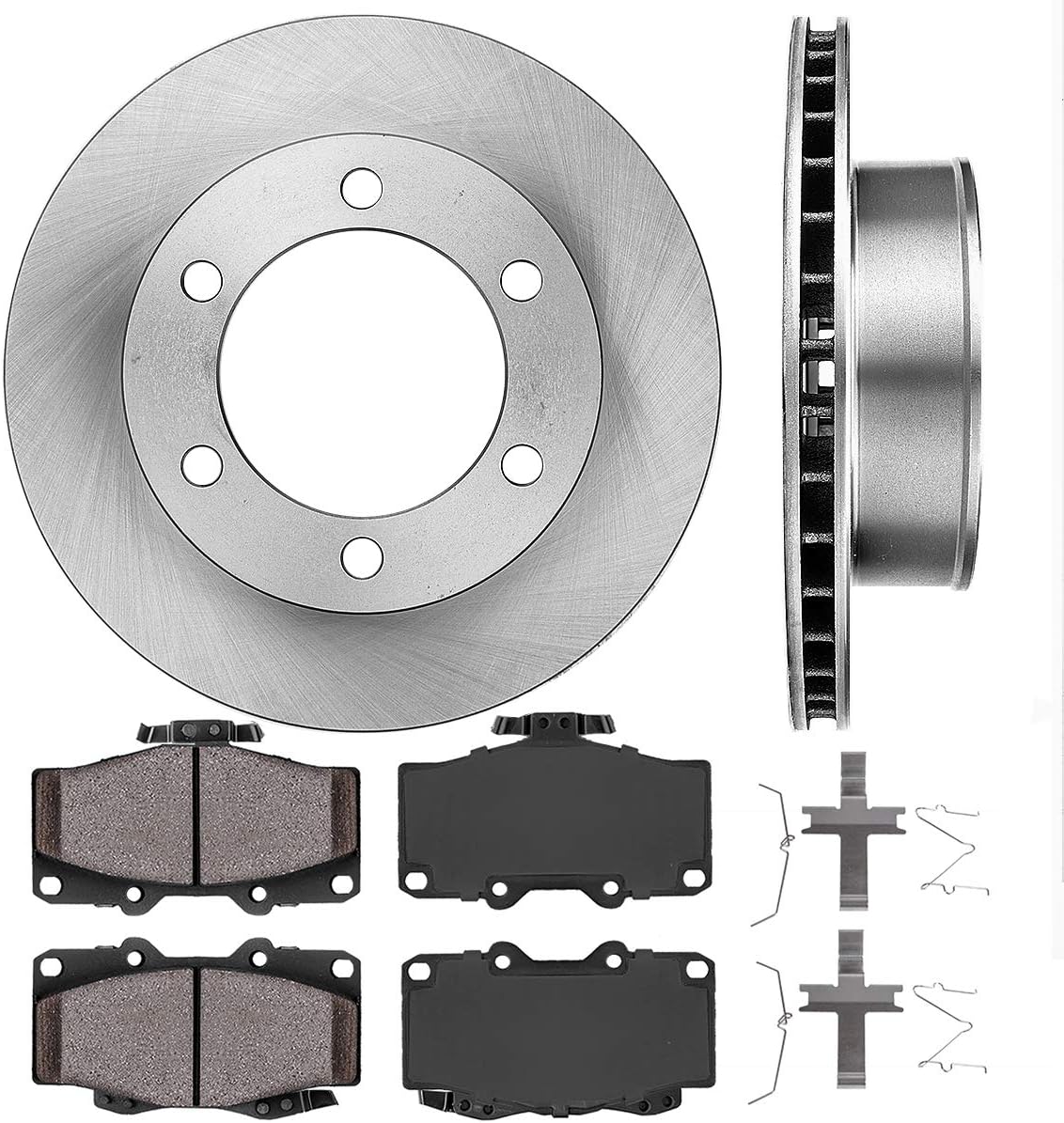 Callahan CRK02902 FRONT 297mm Premium OE 6 Lug [2] Brake Rotors + Ceramic Brake Pads + Clips [ fit Toyota 4Runner Tacoma ]