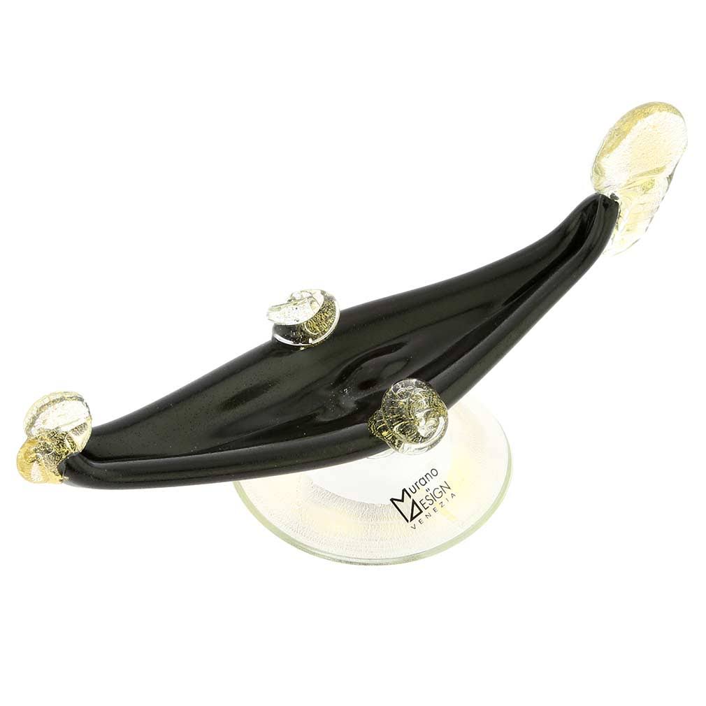 Murano Glass Gondola Black and Gold