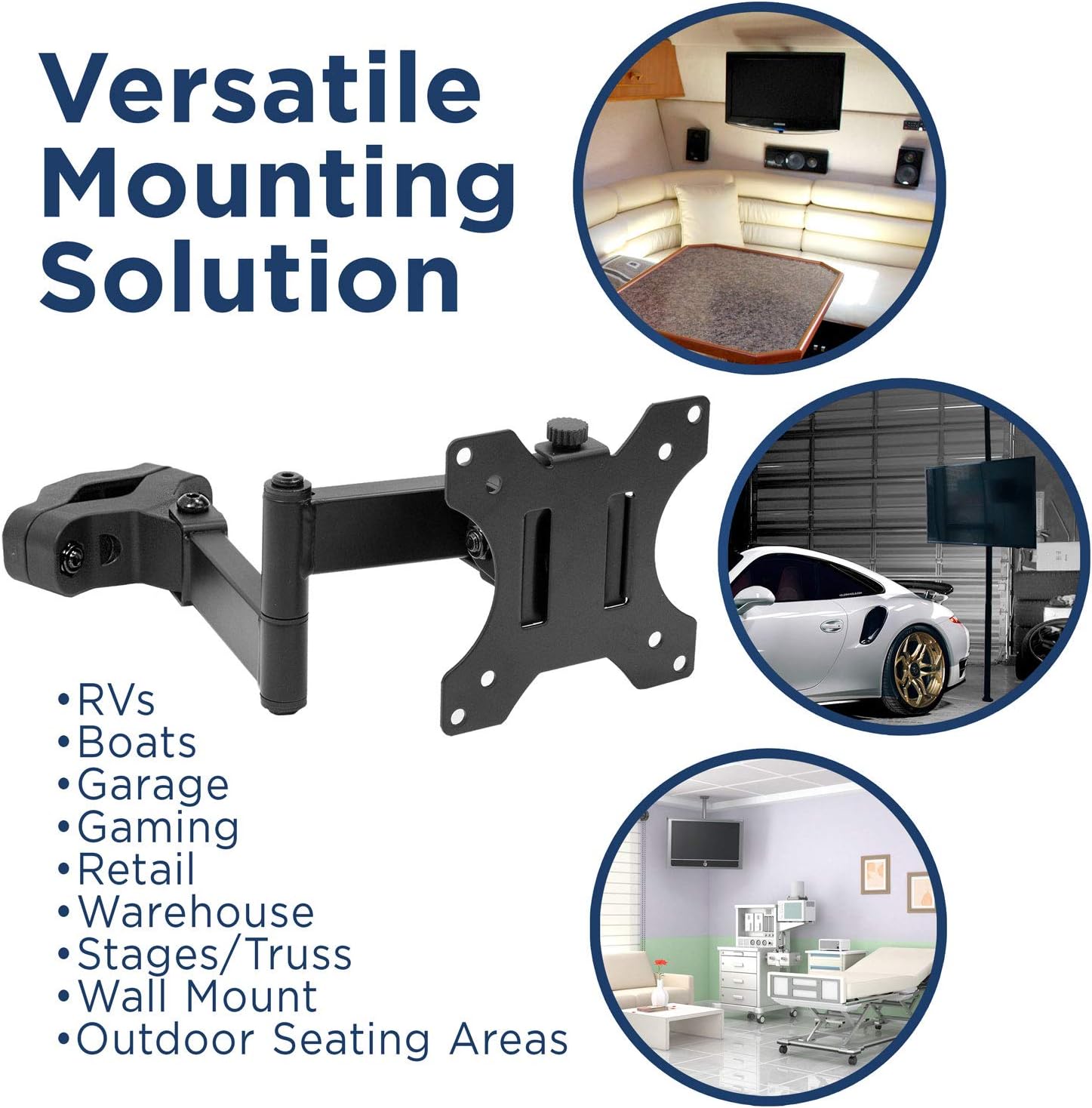 Mount-It! Universal VESA Pole Mount with Articulating Arm | Full Motion TV Pole Mount Bracket | VESA 75 100 | Fits TVs or Monitors Up to 32 Inches (MI-391)