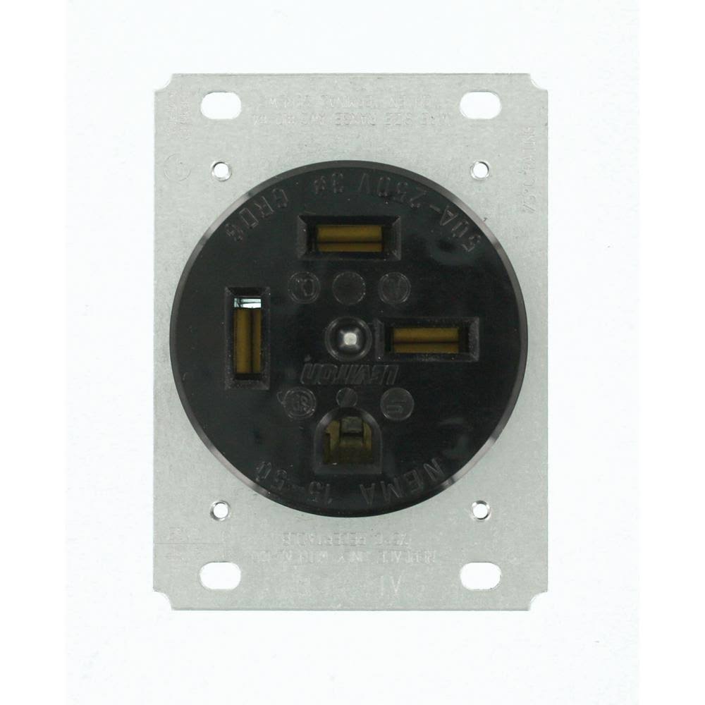 Leviton 8450 15-50R Flush Receptacle Industrial - Black