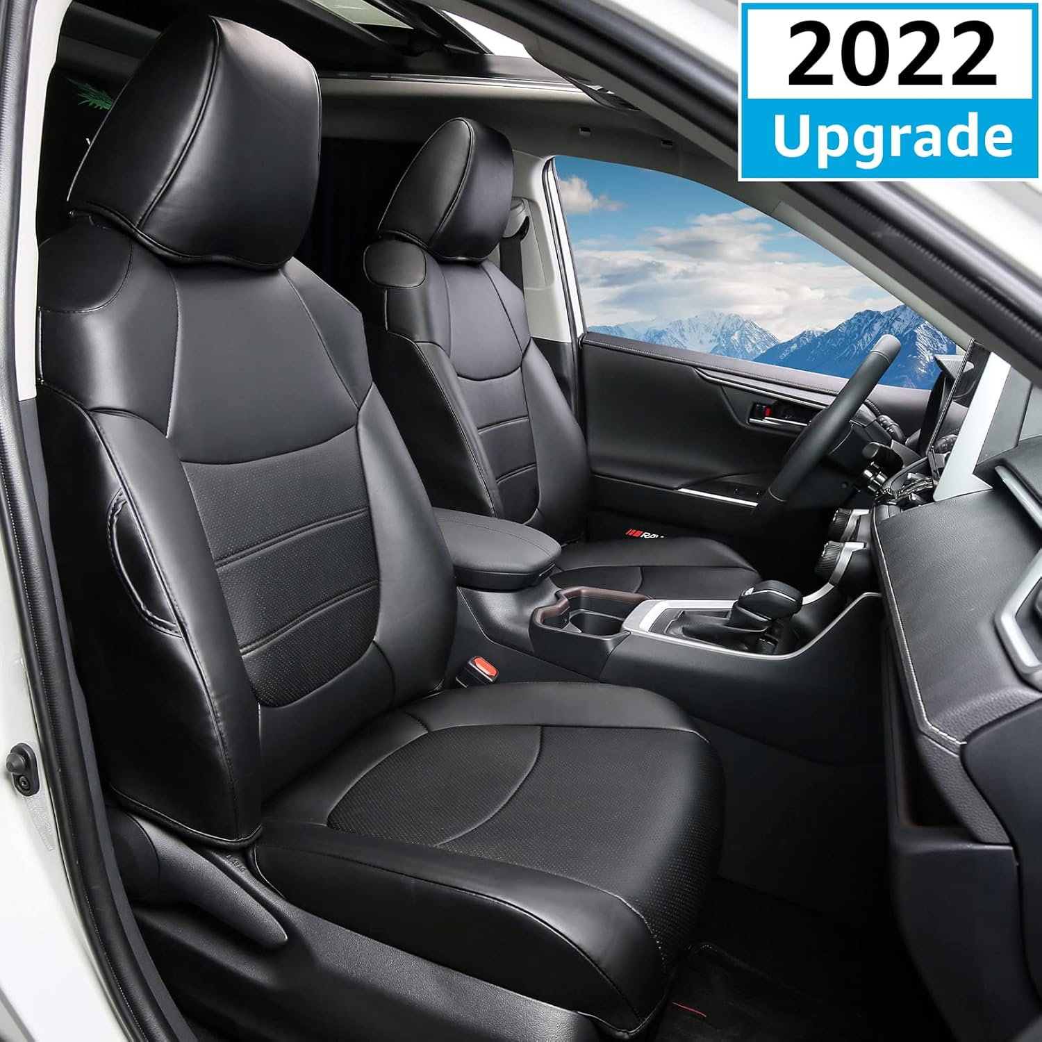 Seat Covers for Toyota RAV4 XLE 2022 2021 2020 2019, Custom Ultra Waterproof Leather Front & Rear Seat Protector Interior Accessories