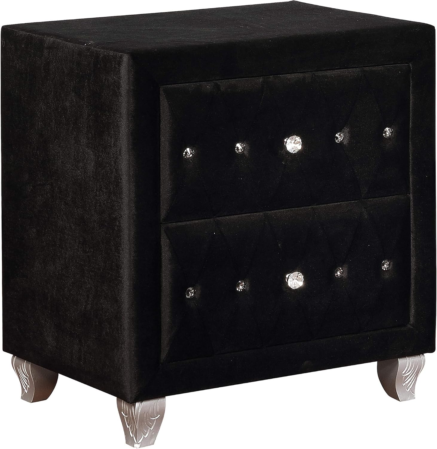 Coaster Home Furnishings Deanna 2-Drawer Rectangular Black Nightstand, 18