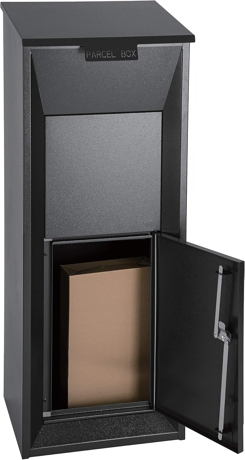 Sandleford Galvanised Steel Package Parcel Box Included Secure Package Delivery Mail boxs Locker Parcel Chute Lockable for Porch with 4 Keys