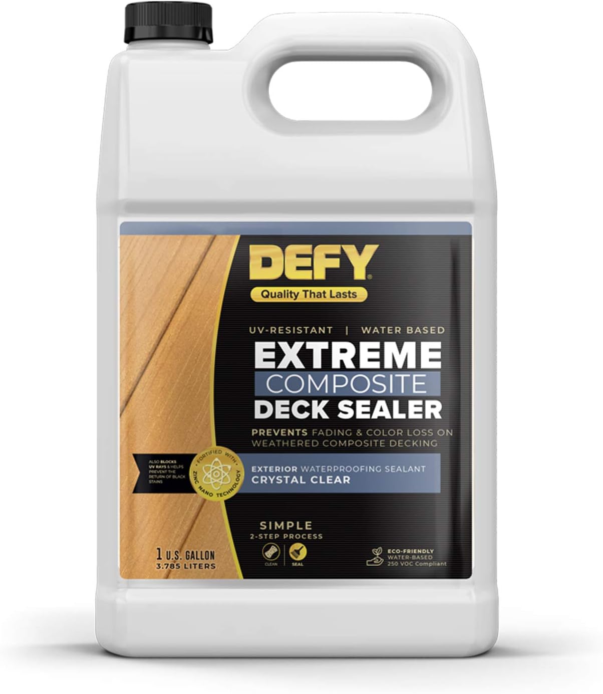 DEFY Crystal Clear Composite Deck Waterproofing Sealer, 1 Gallon Pack of 2