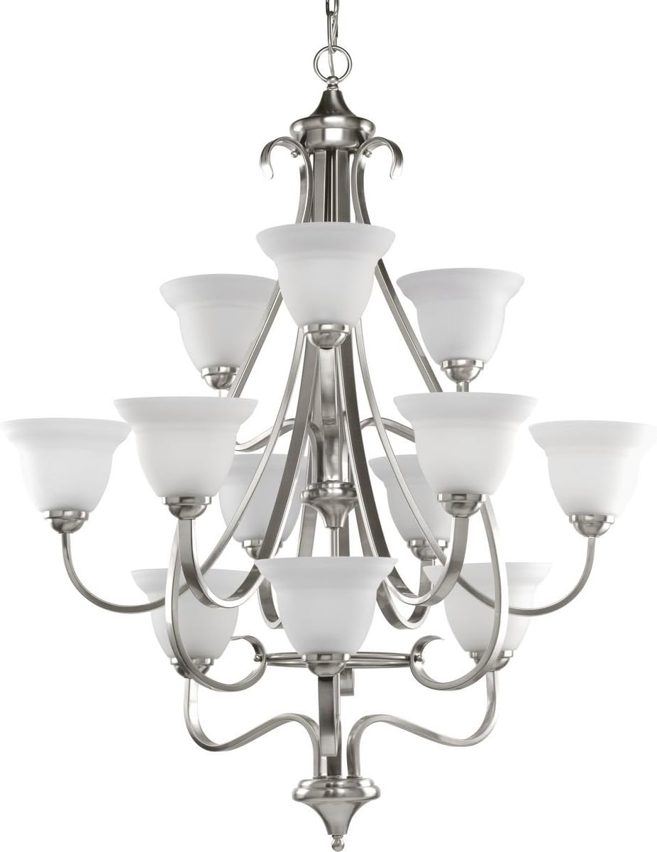 Progress Lighting P4419-77 Transitional Nine Chandelier from Torino Collection in Pewter, Nickel, Silver Finish Lighting Accessory, 34