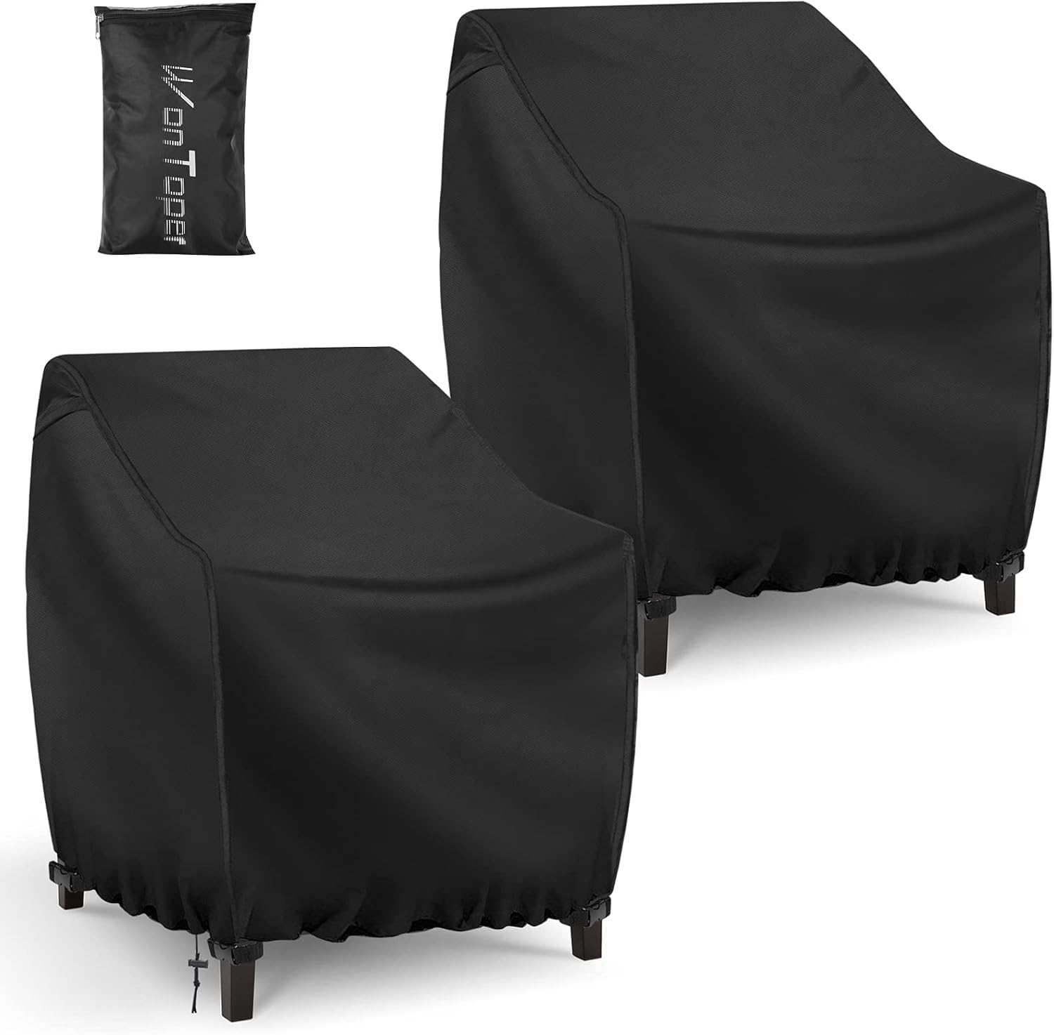WonToper Patio Chair Covers, Waterproof 600D Heavy Duty Outdoor Lawn Furniture Covers 2 Pack, Black (35''Wx38''Dx31''H)